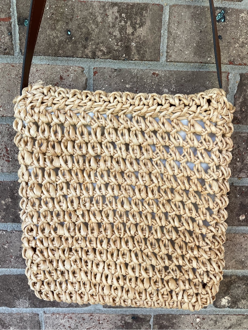 Woven Straw Raffia Shoulder Bag Natural Tan Brown Strap - Picture 7 of 16